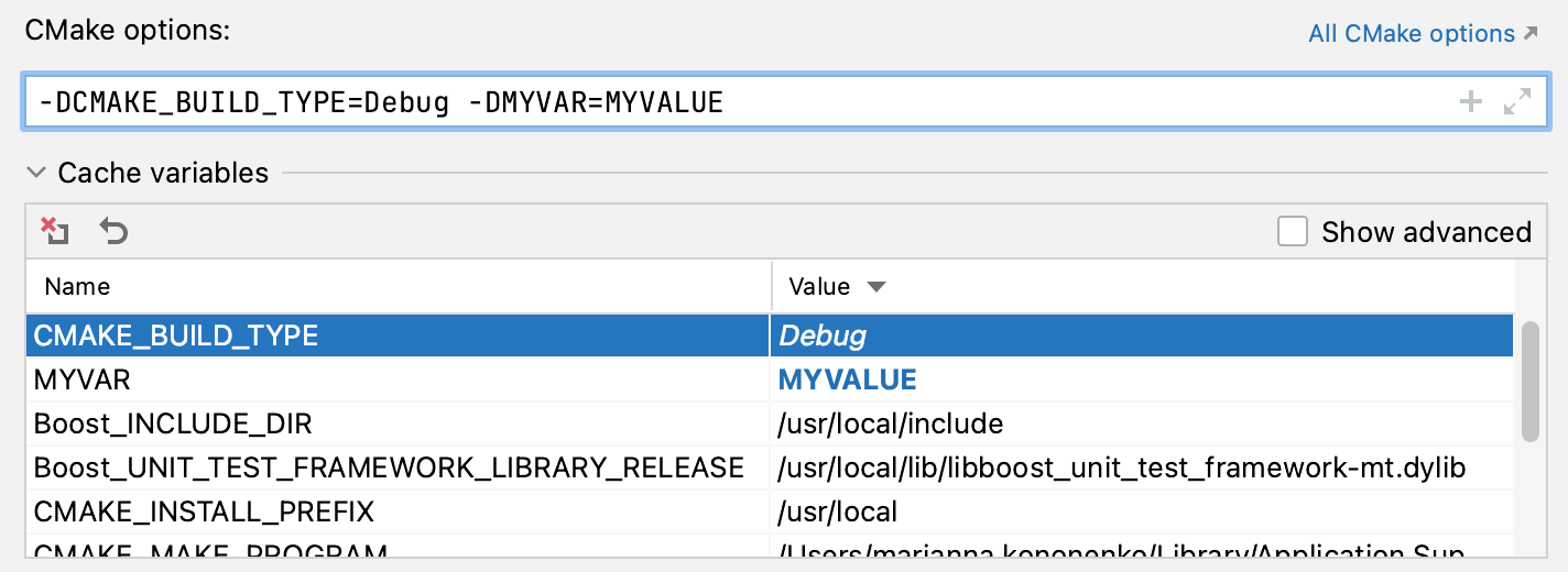 Custom CMake variables Custom CMake variables
