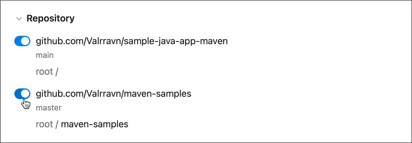 Choose active repos Choose active repos